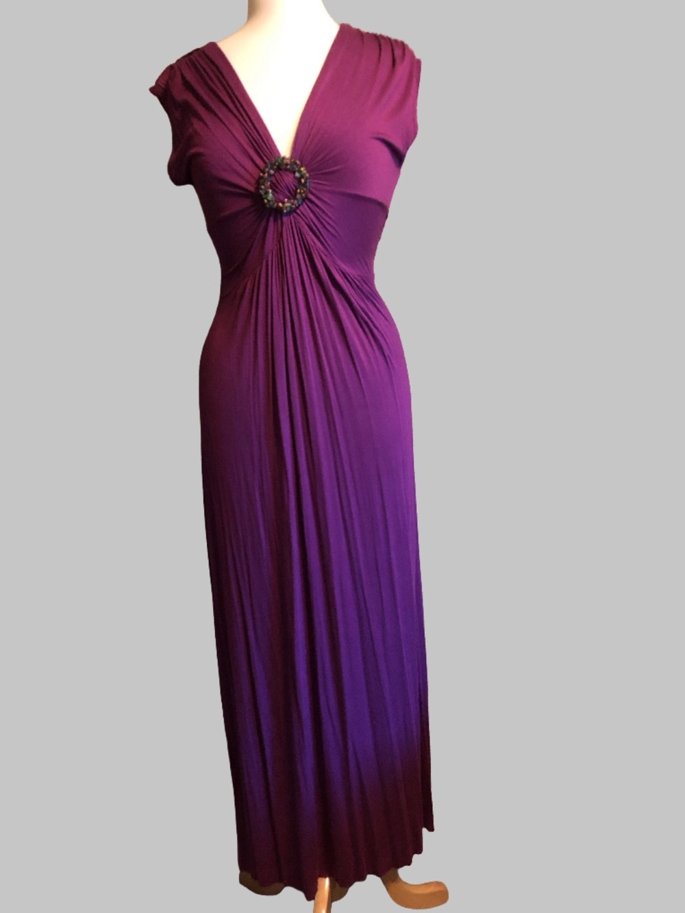 Soprano Vintage Y2K Purple Maxi Dress - Natural Gemstone Chip Ring - M